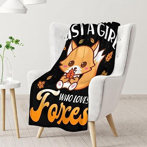 Mercuryelf Fox Throw Blanket - Soft, Fuzzy & Warm - 40x50 Inches Flannel Blankets for Travel, Office - Black Cute Throws Gift for Girls
