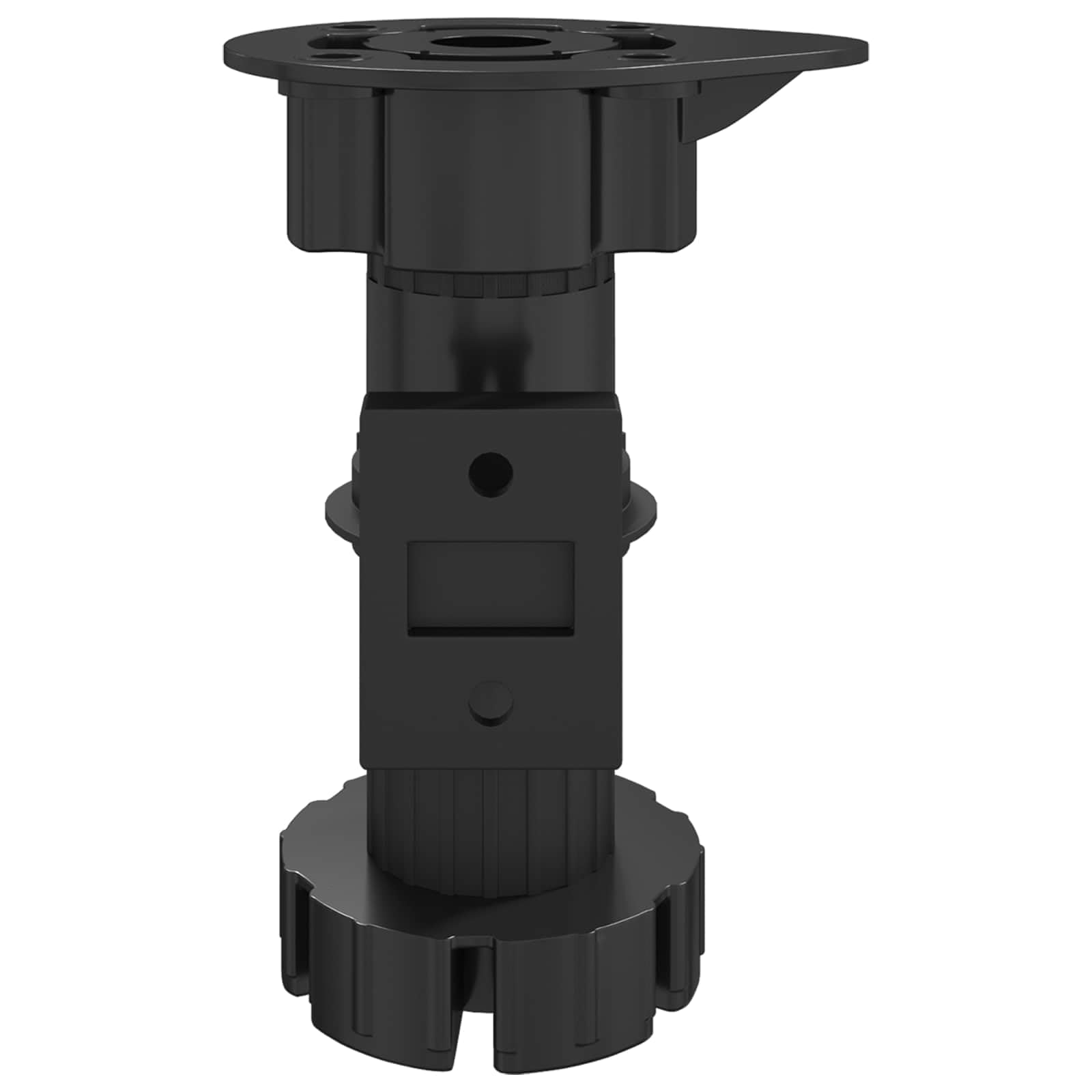 Nogi meblowe regulowane, 12 sztuk, czarne, 46 x 46 x 128 mm, PP z metalowym wspornikiem, trwałe i z regulacją wysokości 98-128 mm, idealne do elementów szafy, wsporników regałowych, montaż w