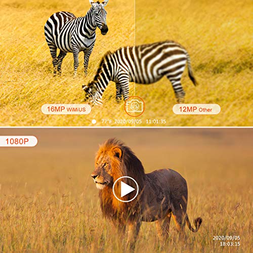 Product Image 2: WiMiUS H7 Trail Camera【Upgraded】 16MP 1080P HD Hunting Game Trail Cam with Infrared Night Vision Waterproof Motion Activated, 120° Detecting Range for Wildlife Monitoring