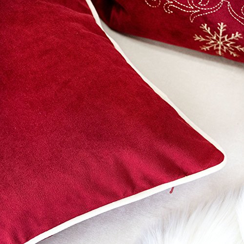 Homey Cozy Red Velvet Throw Pillow Cover, Merry Christmas Series Gift Basic Holiday Red Luxury Soft Fuzzy Cozy Warm Slik Gift Square Couch Cushion Pillow Case 20 X 20 Inch, Cover Only #TOP4