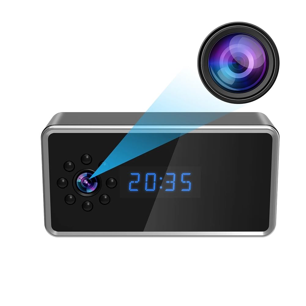 Mini Caméra Horloge WiFi Full HD 4K avec Contrôle sans Fil Vision Nocturne Enregistreur Vidéo DV Caméscope Vision Nocturne Audio Bidirectionnelle Moniteur
