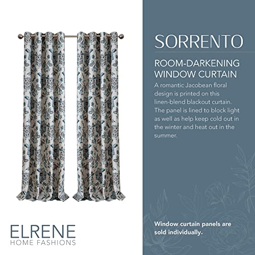 Elrene Single Panel Window Curtain Drape, Polyester, Blue/Taupe, 52 in x 95 in, W 52" x L 95" (1 Panels) - Image 2