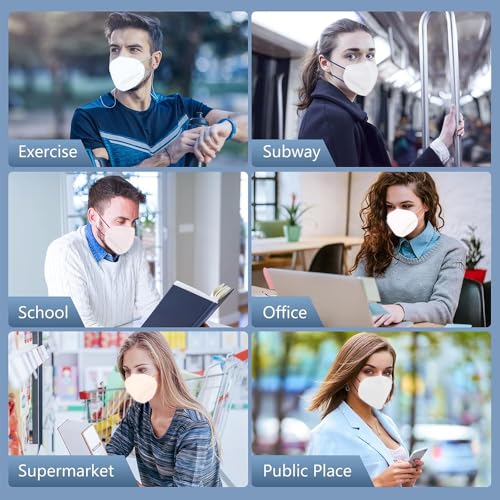 Image of Yugan Non Woven fabric Premium FFP2 N95 Mask with Adjustable Nose Clip for Men & Women, Reusable Mask, Anti Pollution Mask, CE Approved, Advanced Filtration
