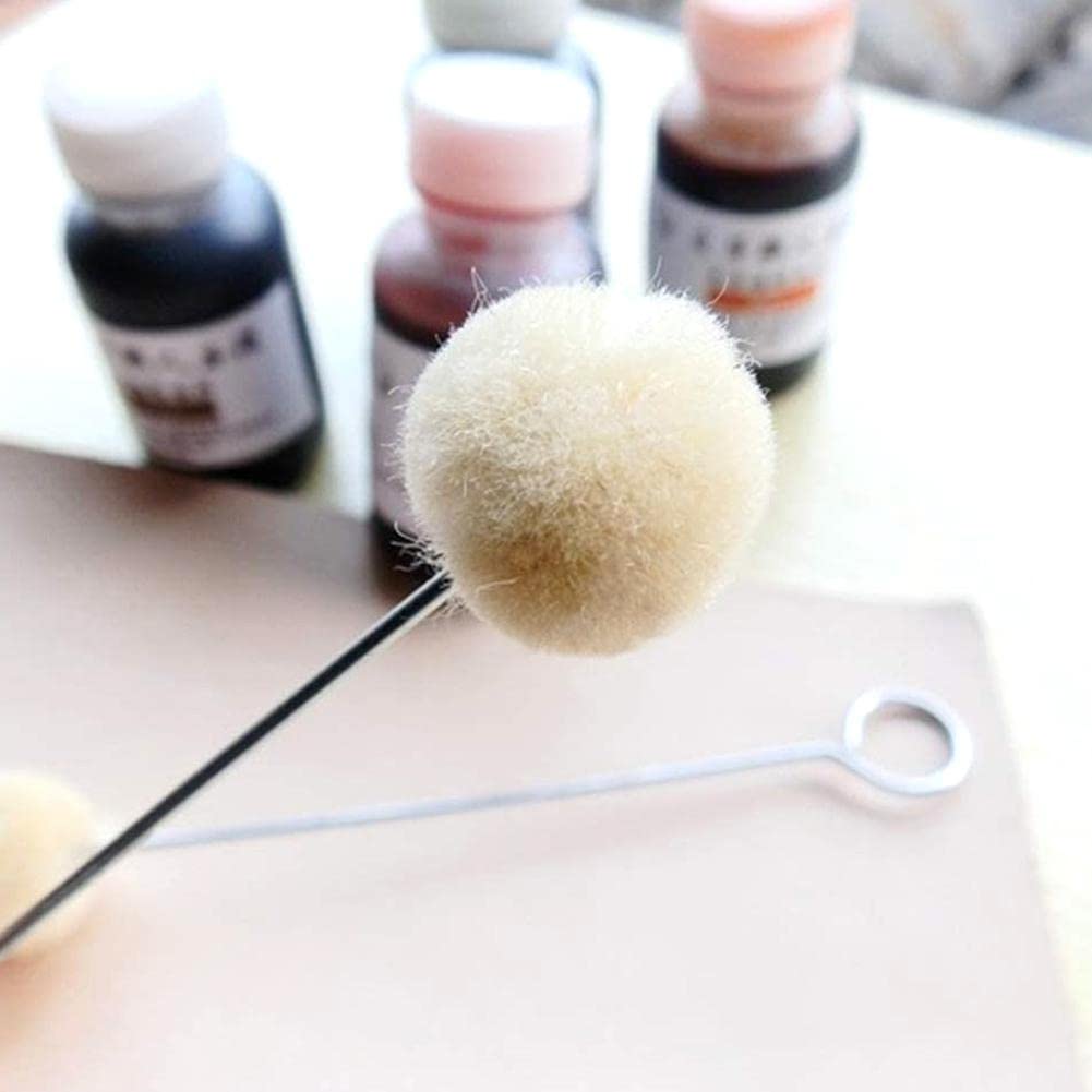 Zykra 100 Pennelli A Sfera In Lana 15 Cm Per Tintura Pelle, Incollaggio Legno E Fai-da-Te – Manico In Metallo E Testina 2 Cm