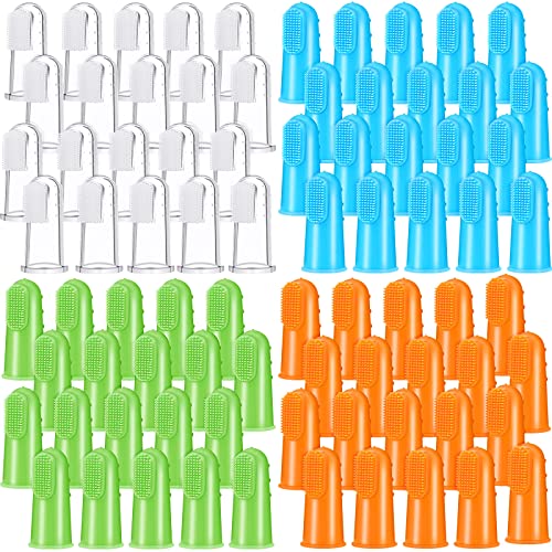 Nuogo 80 Packs Dog Toothbrush Soft Finger Brushes Pet Finger Toot...