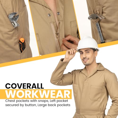 Image of NY Threads Men's Twill Coverall Relaxed Fit Long Sleeve Utility Work Wear