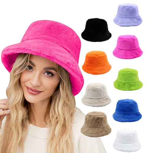 Sombrero tipo bucket de invierno con falso pelaje miniatura 2