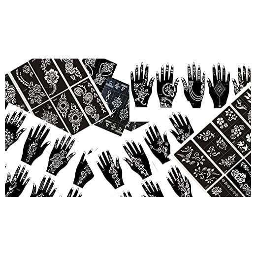 beyond Plantillas para tatuajes de henna, juego de 10 hojas