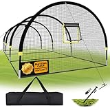 IDEATRY Baseball Batting Cages for Backyard - 30ft x 12ft x 8ft Portable Practice Softball Cage Net and Frame with Pitching Machine Hole, 12.7MM Fibreglass Poles and Carry Bag