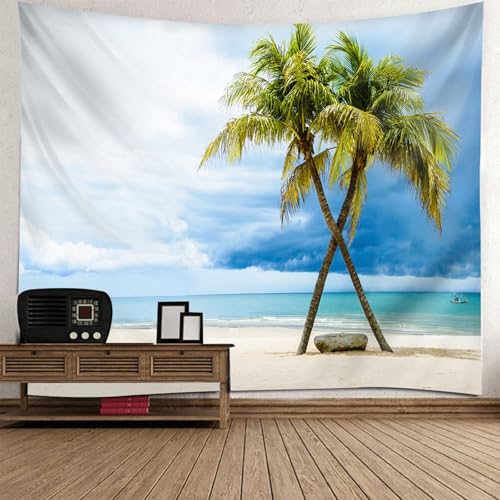 Tenture decoration murale chambre enfant theme voyage et plage paradisiaque