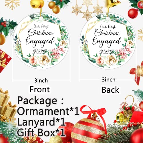 2022 First Christmas Engaged Ornament, Bridal Shower Gift, Married Ornaments Gift, Wedding Gift For Couple, Christmas Tree Ornaments Hanging Accessories, 3" Double-Sided Ceramic Ornament #TOP1