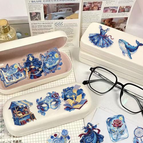 Image of 50 Pieces Natura Themed Transparent Stickers for Scrapbooking, Self-Adhesive Scrapbooking Stickers Supplies Journal Stuffers for Adult Card Making Letters DIY (Blue)