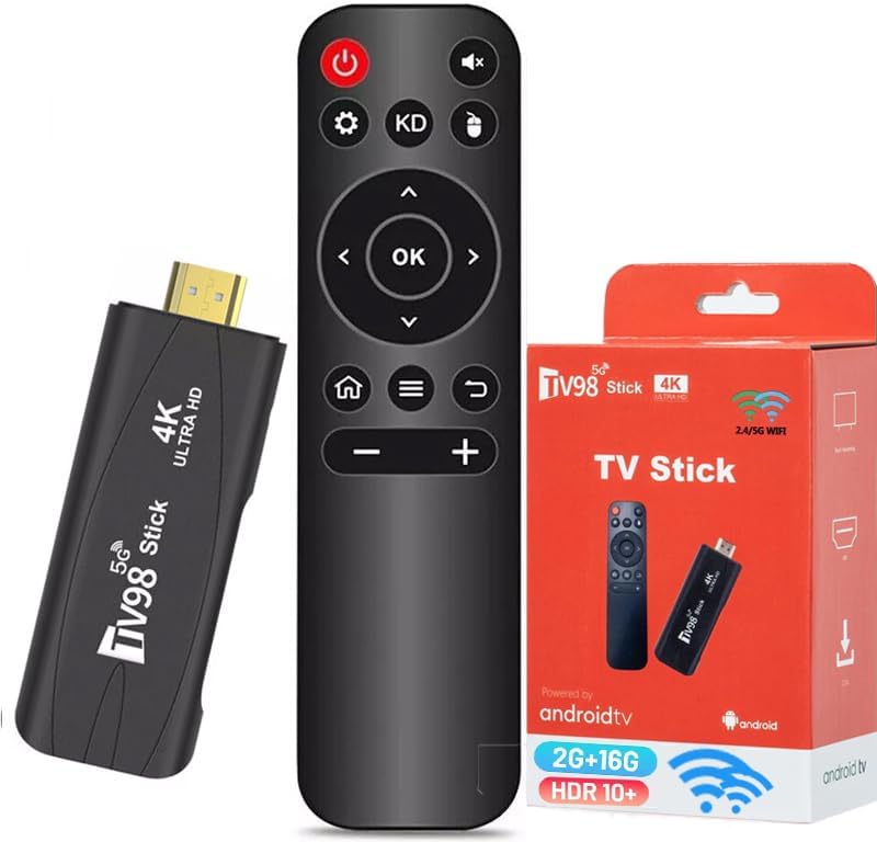 Android TV Stick 2GB RAM 16GB H313 Quad-Core 64bit WiFi6 Dual WiFi 2.4G/5G 4K HDR10+ Ultra USB HD Sm