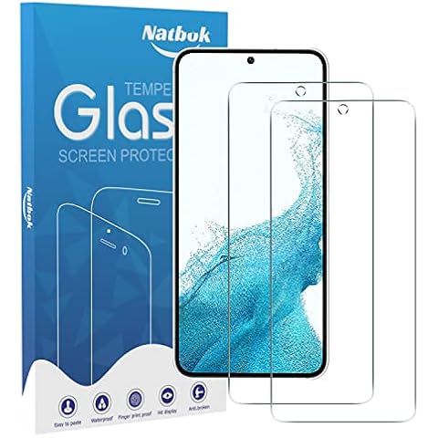 Natbok [2 Pack] Screen Protector for Samsung Galaxy S22 5G,9H Hardness, Ultra Resistant, Anti-Fingerprints, No Bubbles,0.33mm HD-Clear Tempered Glass for Galaxy S22 5G [Easy Install] Cover