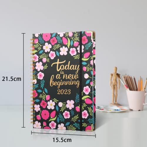 NADSSJL Academic Diary 2023, A5 Week to View from Jan. 2023 to Dec. 2023, 2023 Diary Week to View, Hardcover, Inner Pocket, Twin-Wire Binding, 21.5 x 15.5 x 1.5 cmLittle Flower