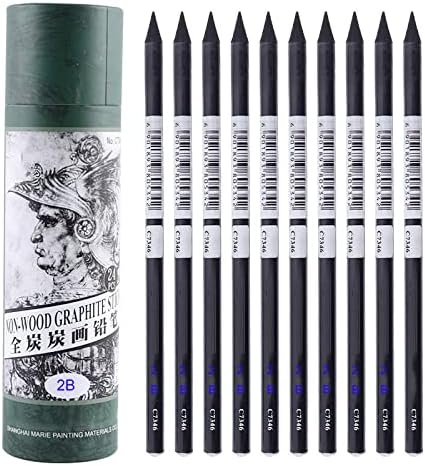 KachiKawa Artist Charcoal Sticks 24 PCS Professional Manga Sketch Drawing Charcoal Pencil Black/Pencil drawing sketch pencil without wood (Whole Lead Core 2B)