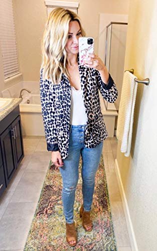 image for Angashion Womens Casual Long Sleeve Leopard Print Open Front Office Bl