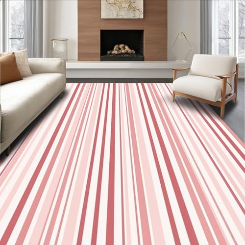 Design&I Low Pile Flatwoven Area Rug 4x6, Minimalist Linear Stripe