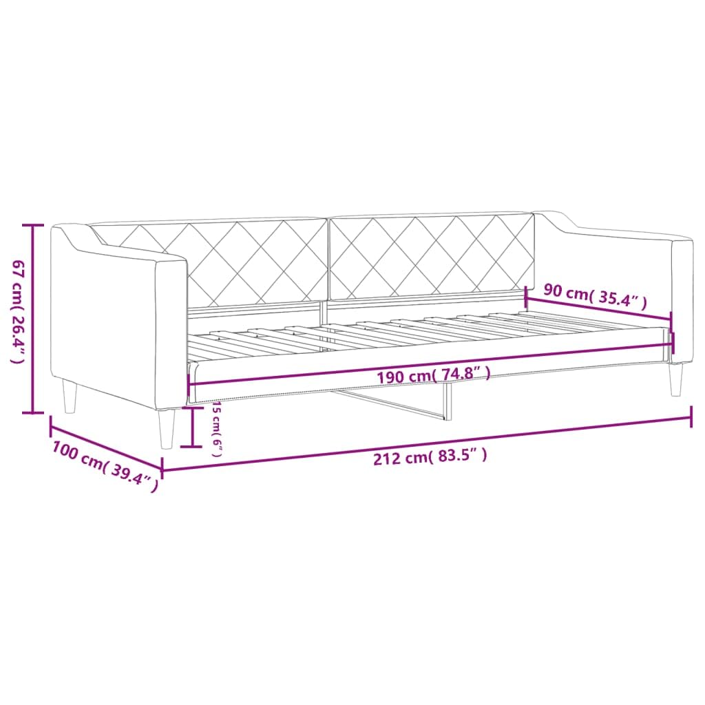Brokky 354172 Letto da Giorno Grigio Scuro 90x190 cm in Tessuto Divano Letto,Giroletto, Singolo, Matrimoniale, Moderna