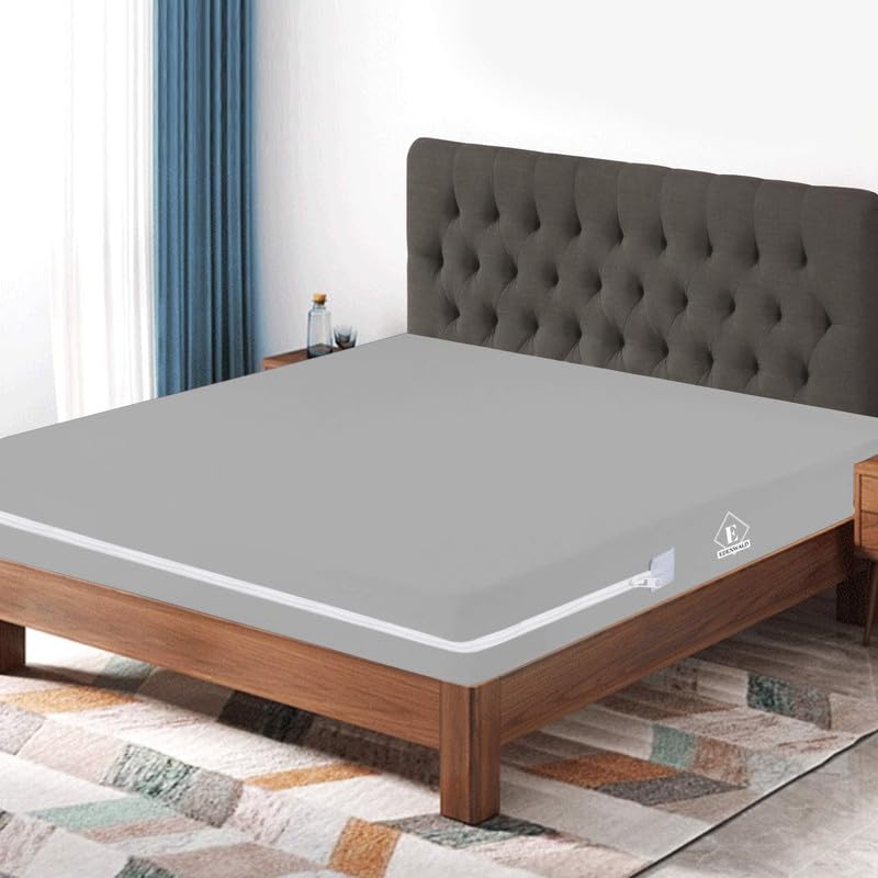 Edenwald Waterproof Mattress Protector with Zipper Chain, Single Size (84x35 Inches)_with 10 Inch Drop Grey, Zippered Mattress Encasement, Bed Cover, Six-Sided Edenwald Waterproof Mattress Protector