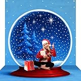 Peryiter Christmas Snow Crystal Ball Backdrop 10 x 8 ft Large Winter Photography Backdrops Snow Globe Background with Pine Snowflake for Party Supplies Family Photoshoot Decor Photo Studio Booth Props