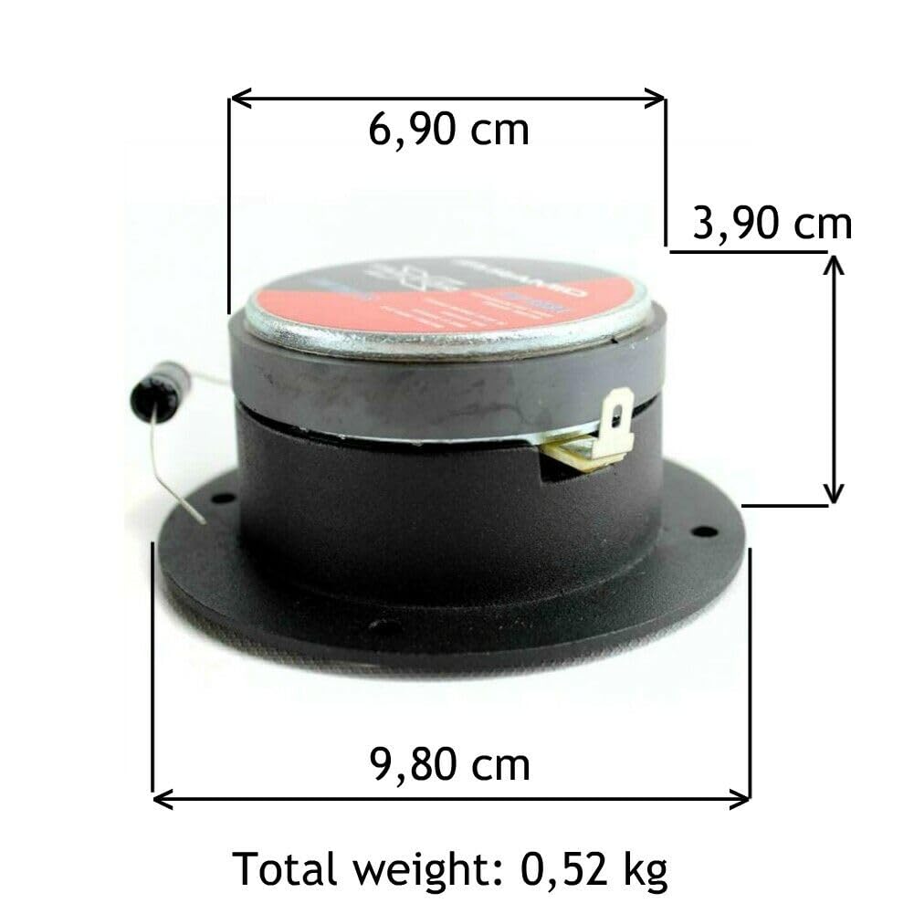 KIT SET PER PYRAMID TW18BK 2 SUPER TWEETER neri e rossi 150 watt rms 300 watt max da 9,80 cm di diametro con ridotta profondità solo 3,90 cm sensibilità 98 db spl, a coppia + condensatori omaggio