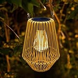 Solar Lantern,Outdoor Solar Lanterns Waterproof for Outside Hanging Woven Lantern Boho Lamp Lights Decoration for Garden,Yard,Patio,Porch,Trees,Lawn,Pathway,1 Pack