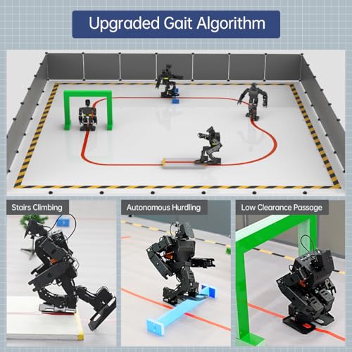 Image of AiNex ROS Smart Robot for Raspberry Pi 5 Programmable 24 DOF Humanoid Robot PC APP Wireless Controller, AI Vision Walking Hurdling Grasping Kicking Boxing Stand Up Automatically, with RPi 5 8GB