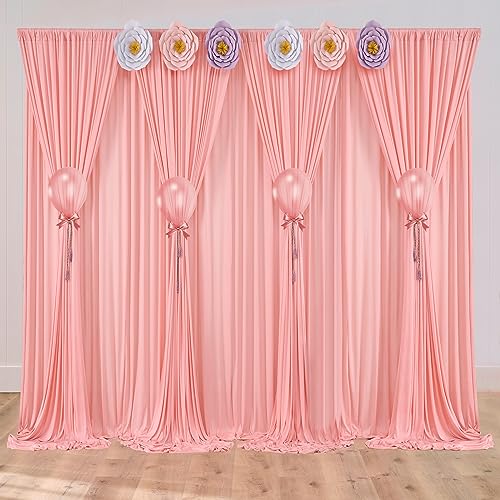 10ftx40ft Blush Pink Thick Wrinkle Free Backdrop Curtain Panels for Parties, 8 Panels 5ftx10ft Polyester Photography Backdrop Drapes, Wedding Birthday Party Baby Shower