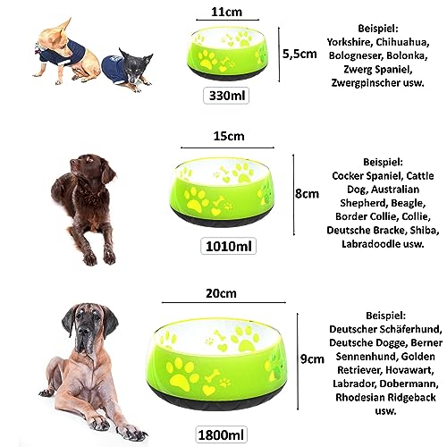 Hundenapf für Kleine und Große Hunde - Futternapf/Trinknapf S/M/L Rutschfest (M 1010ml für Mittlere Hunde, Hellgrün)