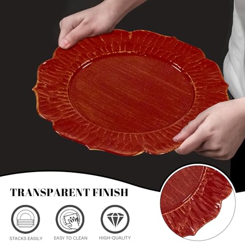 Set de 6 platos cargadores redondos 13 pulgadas rojo miniatura 3