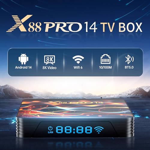 GREVA 8K Android 14.0 TV Box 2025, Android Box 2GB RAM 16GB ROM, Smart TV Box Internet RK3518 Chipset Ondersteuning 2.4GHz/5.0GHz Dual WiFi6 HDR10 BT5.0 USB3.0 Ethernet LAN 3D HD Bluetooth 5.0 - Afbeelding 3
