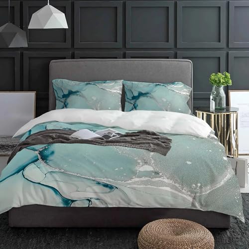 Housse de couette marbre bleu et blanc 140x200 modern - 5