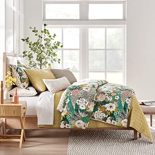 Image of Levtex Home Mills Waffle Full /Queen Quilt Set (88x92in) with 2 Pillow Shams (26x20in) - Ochre - Cotton Waffle Full /Queen Size Quilt Bedding Set - Lightweight, Soft, Pre-Washed