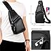 Seoky Rop Men Leather Sling Bag Purse Waterproof Crossbody Chest Bag Sling Backpack with USB Charging Port One Shoulder Bag Black