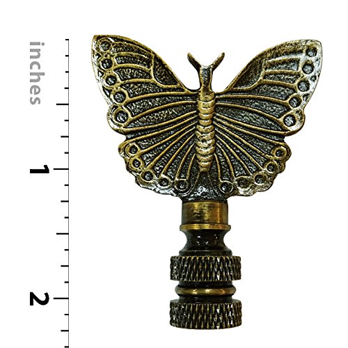 Royal Designs Monarch Butterfly - Terminal de lámpara de 2.25 pulgadas para pantalla de lámpara, latón antiguo 3
