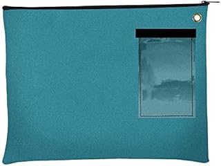 BankSupplies Canvas Interoffice Mailer, 14 oz. | 14W x 11H | Teal | Transit Bag | Large Zipper Bag with Grommet | Use with Padlock or Zip Tie for Security | Interoffice Mail Bag