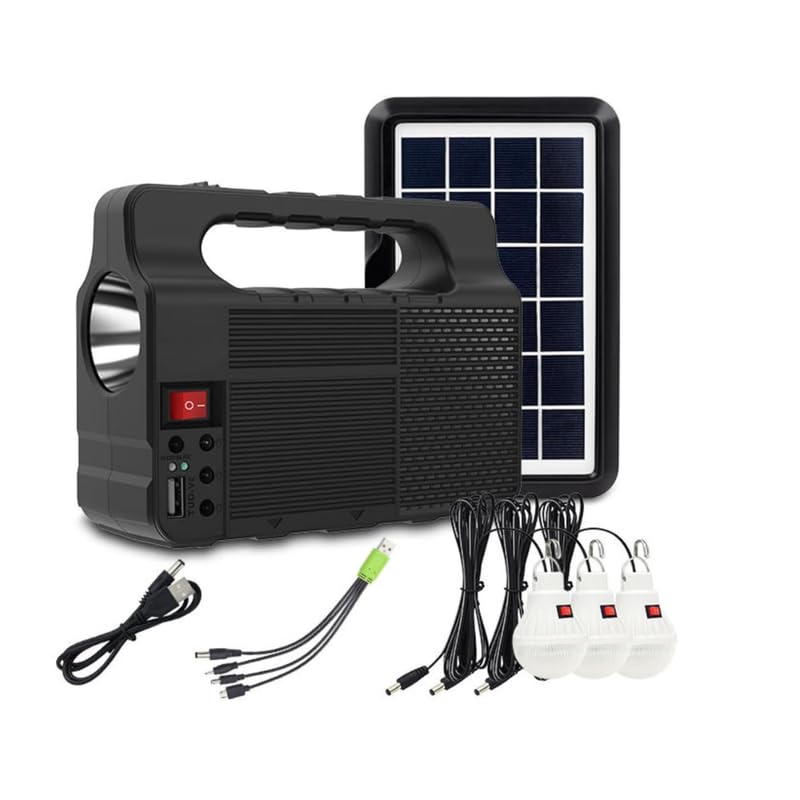 Drumstone 𝟏𝟓-𝐘𝐞𝐚𝐫 𝐋𝐨𝐧𝐠-𝐋𝐢𝐟𝐞 𝐖𝐚𝐫𝐫𝐚𝐧𝐭𝐲, Portable Solar Energy Mini Inverter Kit with Rechargeable Battery, LED Bulbs, FM Radio and USB Charging Support, Solar Power System-image-35