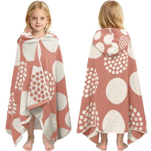 VOOVA & MOVAS Kids Hooded Towel, 3-8 Years, 100% Cotton, Orange Blue Dot