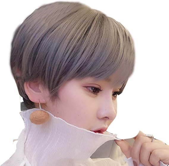 Amazon Hawkkoウィッグ ショート レディース フルウィッグ かつら ボブ おしゃれ ふわふわ 自然 軽量 耐熱 小顔 医療用 夏用ウィッグ フリーサイズ ネット付き スチールコーム付き グレー フルウィッグ 通販