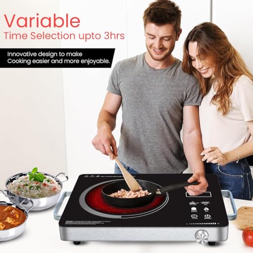 Image of Hemu Premium 2500-watt Radiant Infrared Cooktop|3 Preset Functions | Digital Display | Timer Control | Over Heating Protection | Suitable for all Utensils(BLACK)