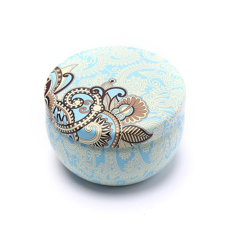 Lata Decorativa Mandala Porta-Trecos – Ideal para Jóias, Acessórios, Lembranças e Organização – Design Boho Colorido, Compacta e Versátil para Casa ou Presente (Azul Claro)