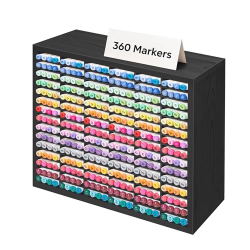 PROLEE Markers Organizer with 90 Compartments for 360 Marker Storage Art Pens Storage Rack Watercolor Brushes Pens Alcohol Marker Holder for Desk Organizer