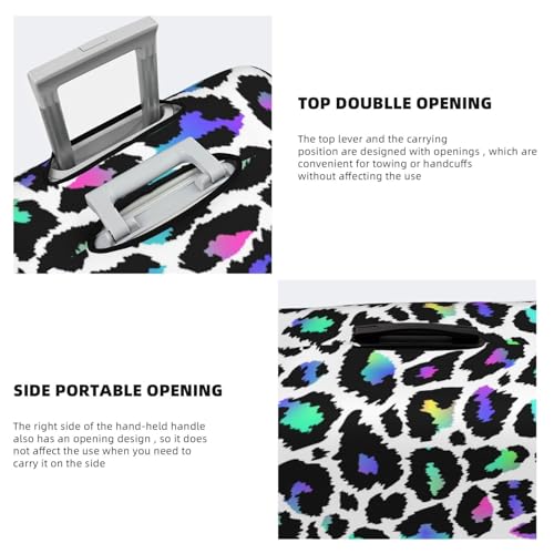 Trendy black rainbow Leopard Travel Luggage Covers - Elasticity Suitcase Covers Protector for Luggage 18-32 Inch4