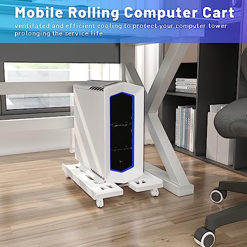 Miniatura 7 de Soporte Para Cpu Para Pc, Soporte De Torre De Ordenador De Escritorio, Soporte Ajustable Para Cpus, Soportes Para Pc Móvil Con Ruedas Giratorias Con Bloqueo, Carro De Cpu Debajo Del Escritorio Blanco
