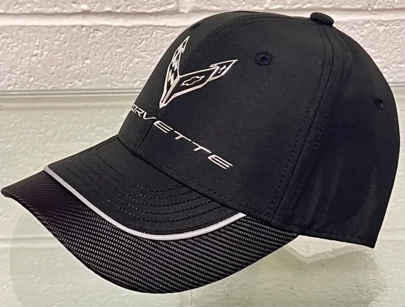 Amazon.com: C8 Corvette Hat - Metallic Chrome Carbon Fiber Crossed