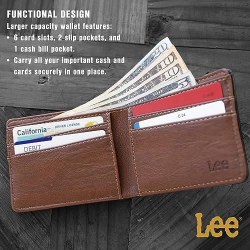 Lee Men’s Bifold Wallet Slim Casual Everyday Minimalist Cash and Card Holder (Black)2
