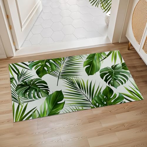 Tropical Leaf Indoor Door Mat, 17x29.5 Inch, Floor Area Rug for Entryway, Living Room, or Bathroom...