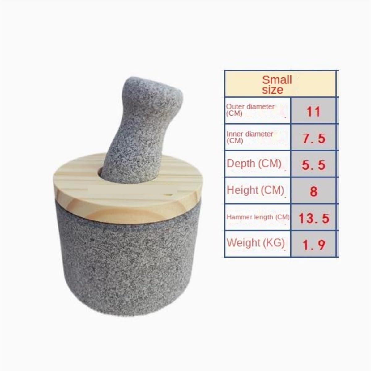Mortar and Pestle Kitchen Household Stone Mortar Bluestone Garlic Pounder Kitchen Manual Garlic Masher Pestle Set Seasoning Tool