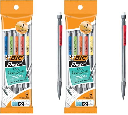 Image of BIC Xtra-Precision Mechanical Pencil, Clear Barrel, Fine Point (0.5mm), 5-Count (Pack of 2)